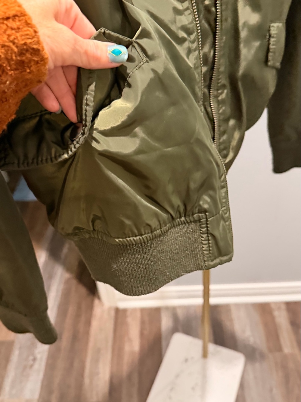 Ashley By 26 International Olive Green Bomber Jacket with Vintage Patches - Picture 8 of 8